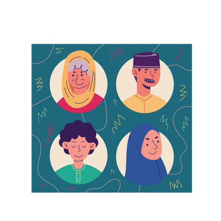Muslim family avatar Illustration