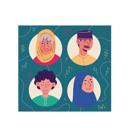 Muslim family avatar Illustration