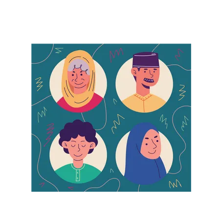 Muslim family avatar  Illustration