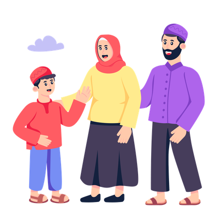 Muslim Family celebrating ramadan festival  Illustration