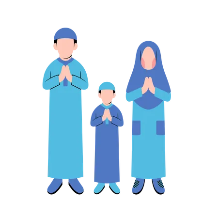 Muslim Family Eid Greeting  イラスト