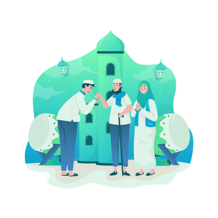 Muslim family gathering  Illustration