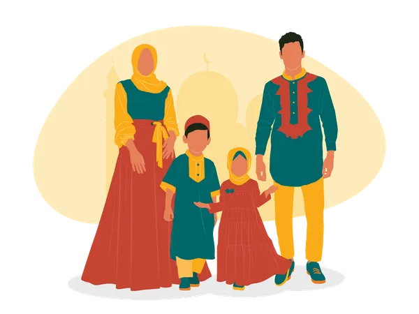 Muslim Family  Illustration