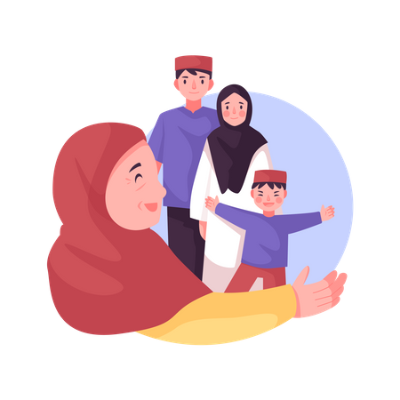 Muslim family  Illustration