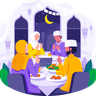 illustration muslim family praying