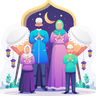 illustration for muslim family praying