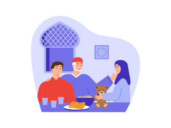 Muslim family ready for feast  Illustration