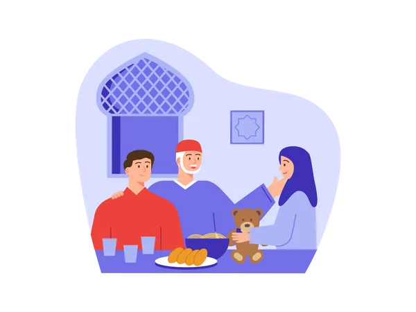 Muslim family ready for feast  Illustration