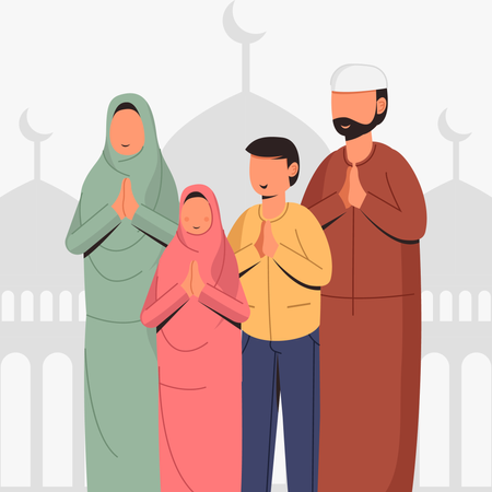 Muslim family welcomes Ramadan  Illustration