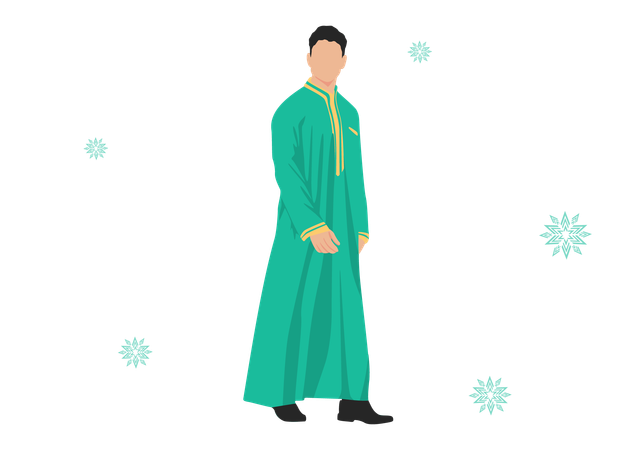 Muslim fashion for male in green colour  Illustration