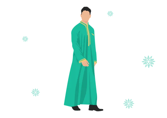 Muslim fashion for male in green colour  Illustration