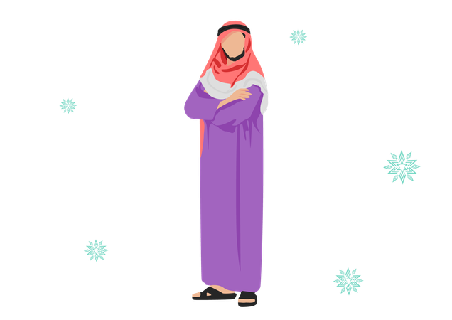 Muslim fashion for male in purple and red combination  Illustration