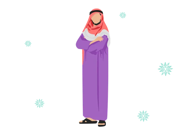 Muslim Fashion For Male Purple And Red Combination Illustration