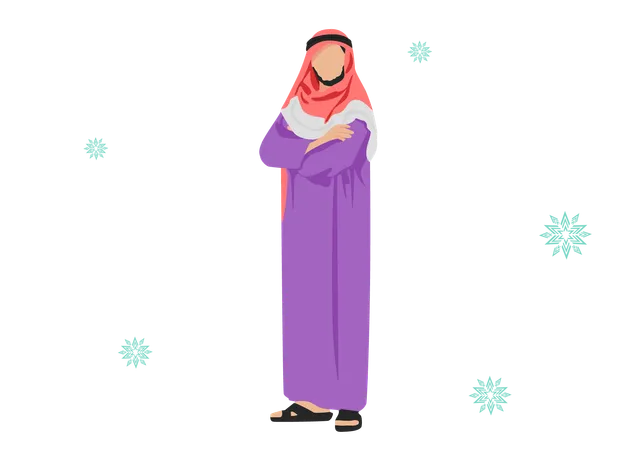 Muslim fashion for male in purple and red combination  Illustration