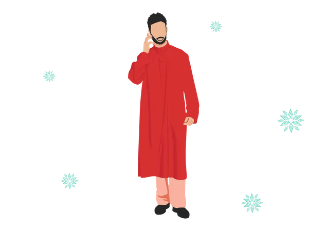 Muslim fashion for male in Red colour  Illustration