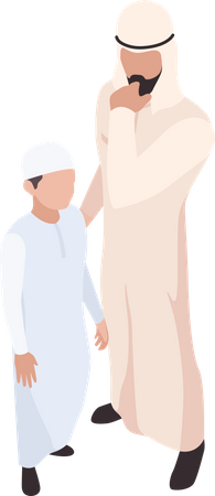 Muslim father and son  Illustration