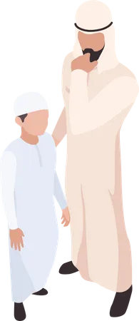 Muslim father and son  Illustration