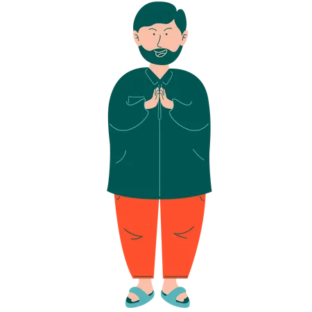 Muslim Father greeting  Illustration