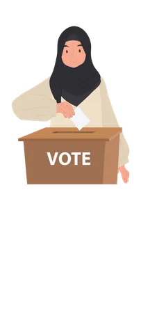 Muslim female casting ballot for civic engagement  Illustration