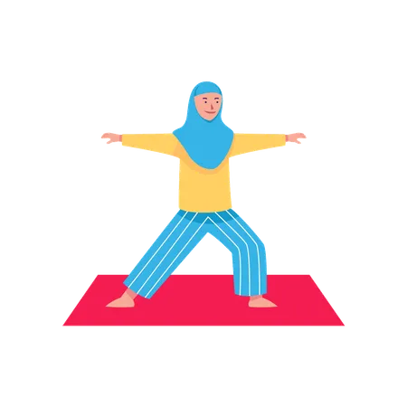 Muslim female doing yoga  Illustration