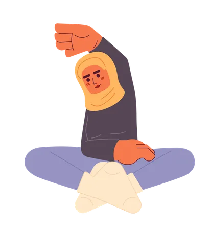 Muslim female exercising flexibility  Illustration