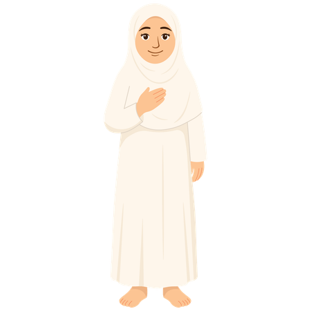 イスラム教徒の女性のハッジ  イラスト
