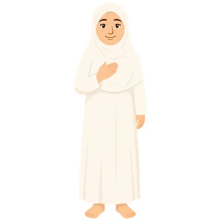 イスラム教徒の女性のハッジ  イラスト