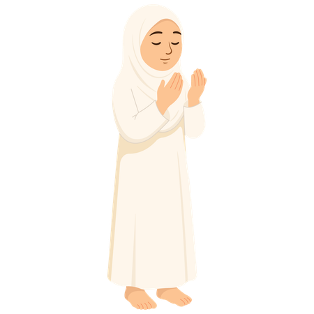 イスラム教徒の女性のハッジの祈り  イラスト
