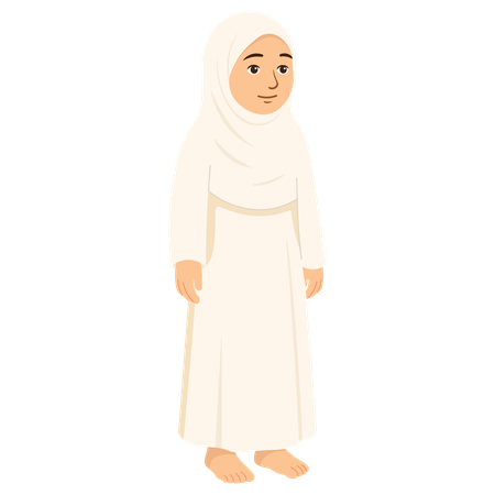Muslim Female Hajj  Walking  Illustration