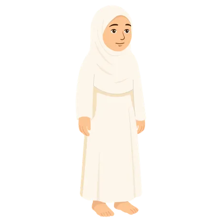 Muslim Female Hajj  Walking  Illustration