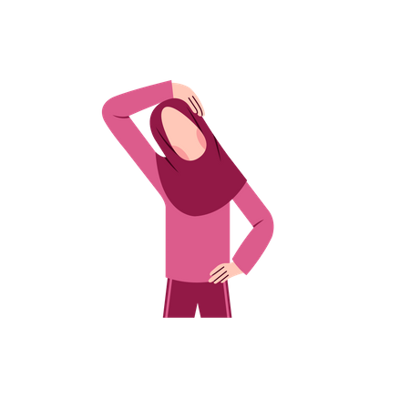 Muslim Female Stretching  Illustration