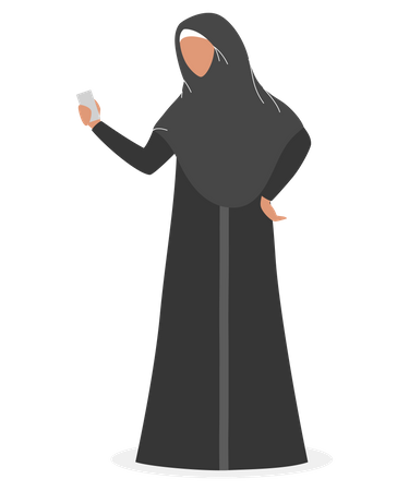 Muslim female taking selfie  Illustration