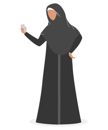 Muslim female taking selfie  Illustration