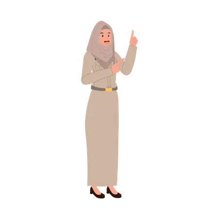 Muslim female teacher pointing  Illustration