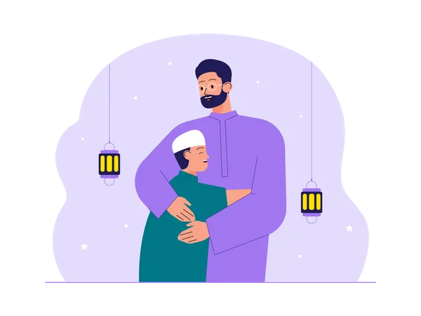 Muslim forgive each other in ramadan  Illustration