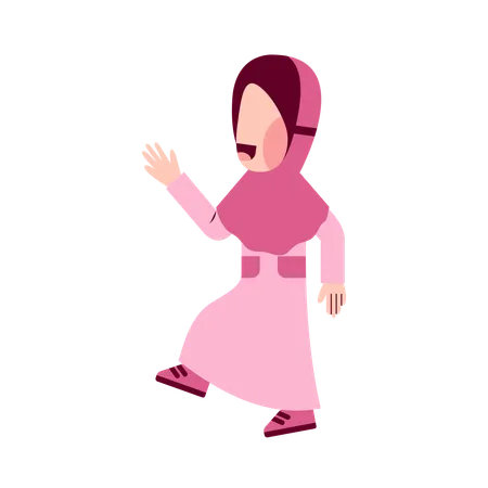 Happy Hijab Kid Illustration