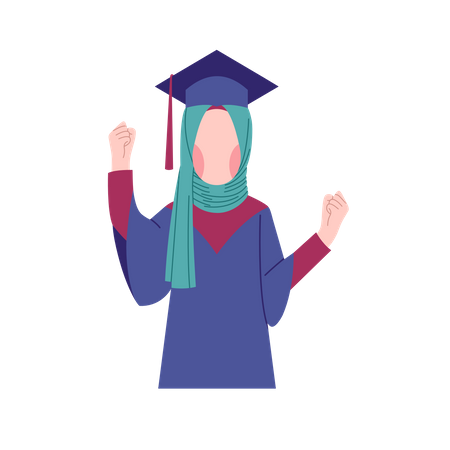 Muslim girl celebrate graduation Illustration