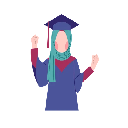 Hijab Girl Graduation Illustration