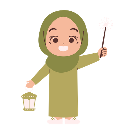 Muslim girl celebrate  Illustration