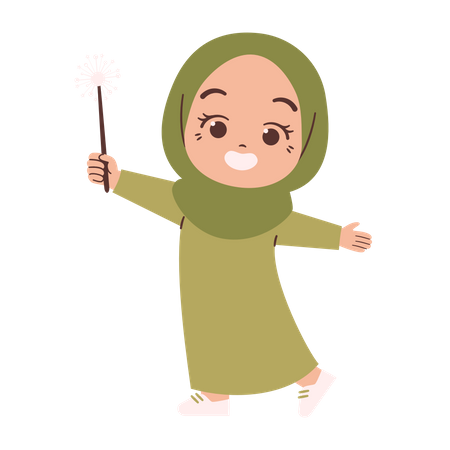 Muslim girl celebrating  Illustration