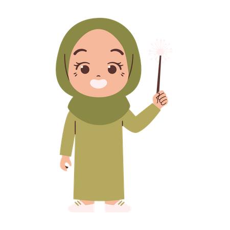 Muslim girl celebrating  Illustration