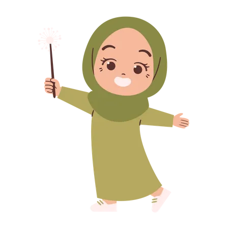 Muslim girl celebrating  Illustration