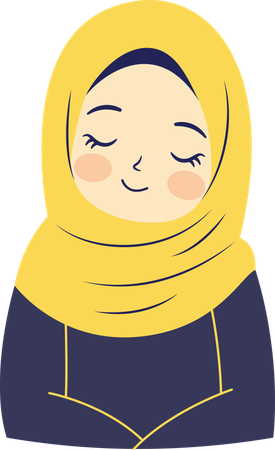 Muslim Girl Character Smiling Wearing Hijab  Illustration