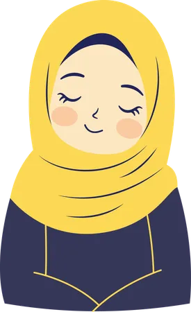 Muslim Girl Character Smiling Wearing Hijab  Illustration