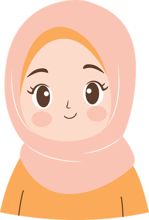 Muslim Girl Character Smiling Wearing Hijab  Illustration