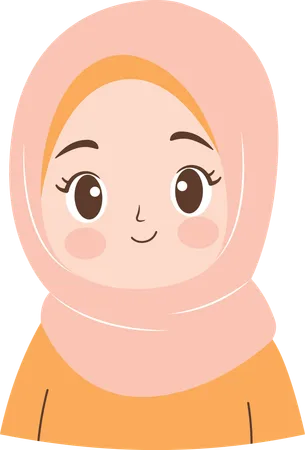 Muslim Girl Character Smiling Wearing Hijab  Illustration