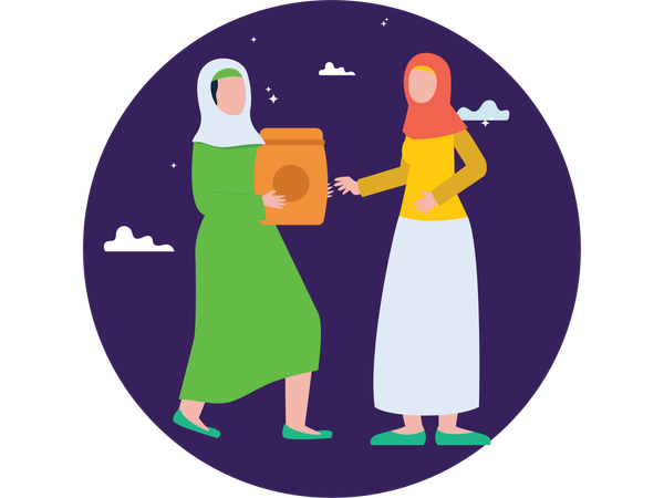 Muslim girl doing Charity  Illustration