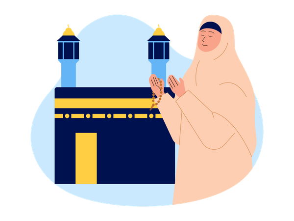 Muslim girl doing islamic prayer  Illustration