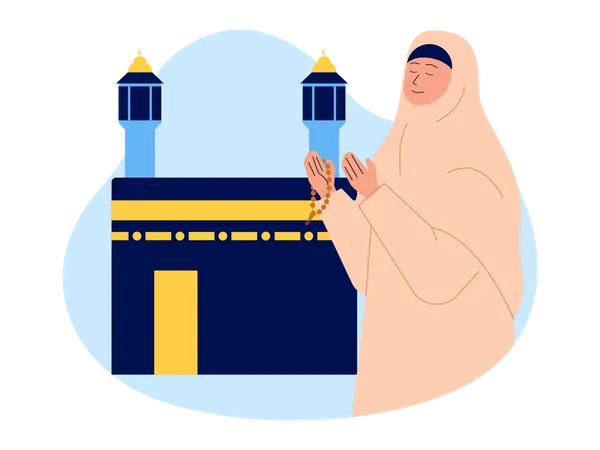 Muslim girl doing islamic prayer  Illustration