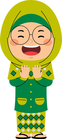 Muslim girl doing Islamic prayer  Illustration